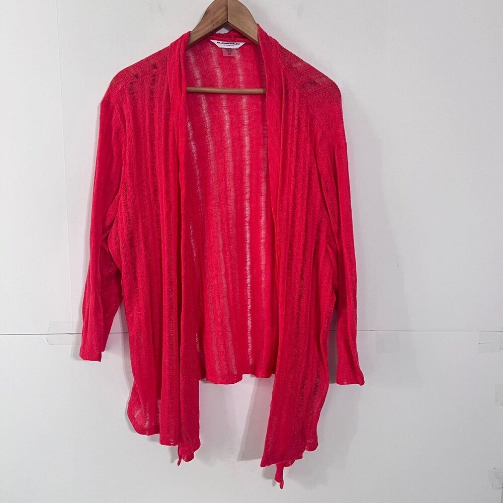 Allison Daley Womens Drape Open Front Cardigan Sweater Top Size 2X Pink